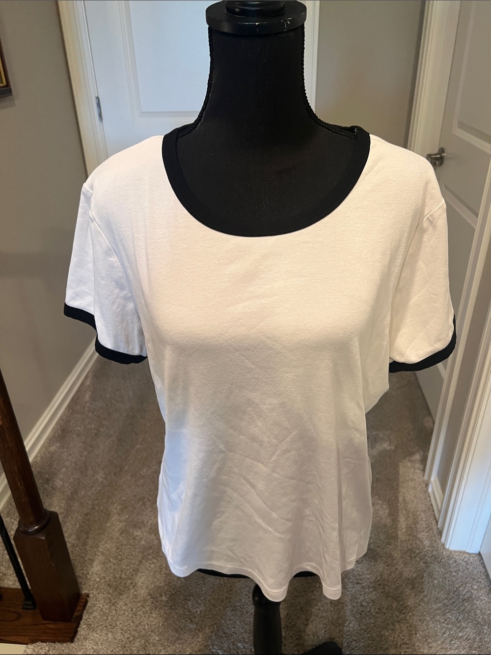 Universal Thread White Tee with Black Contrast Trim